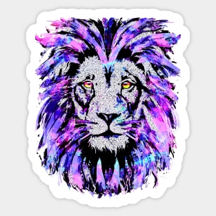 Pink Lion Artwork - Purple Lion - Wildlife - Big Cat Sticker